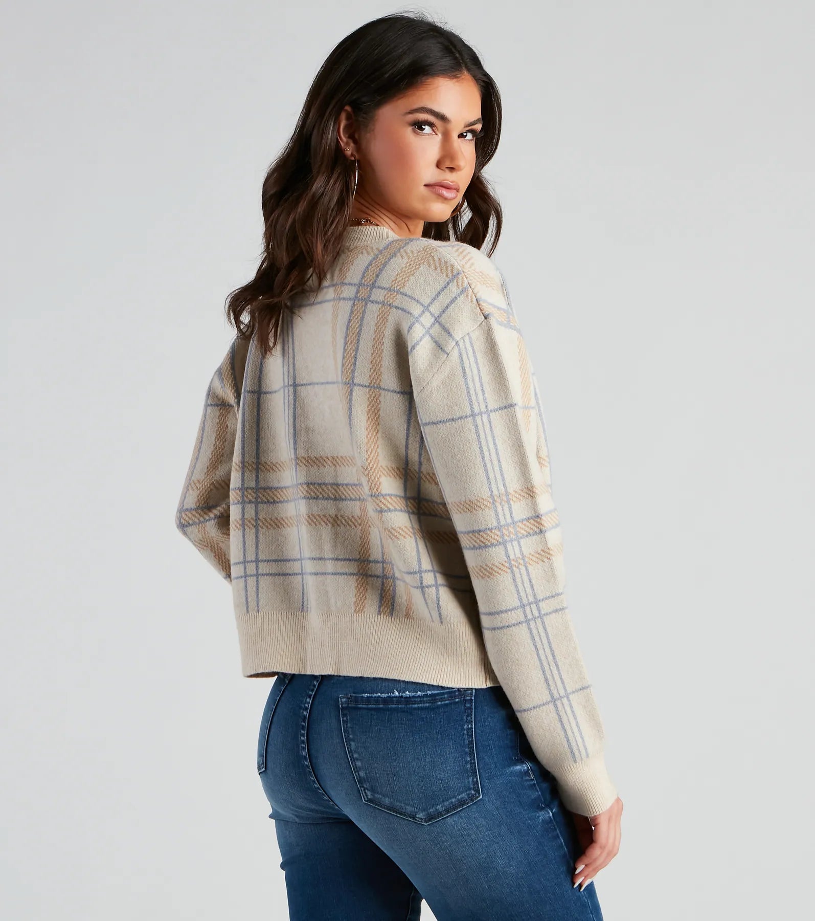 Casually Preppy Plaid Cardigan - Image 2
