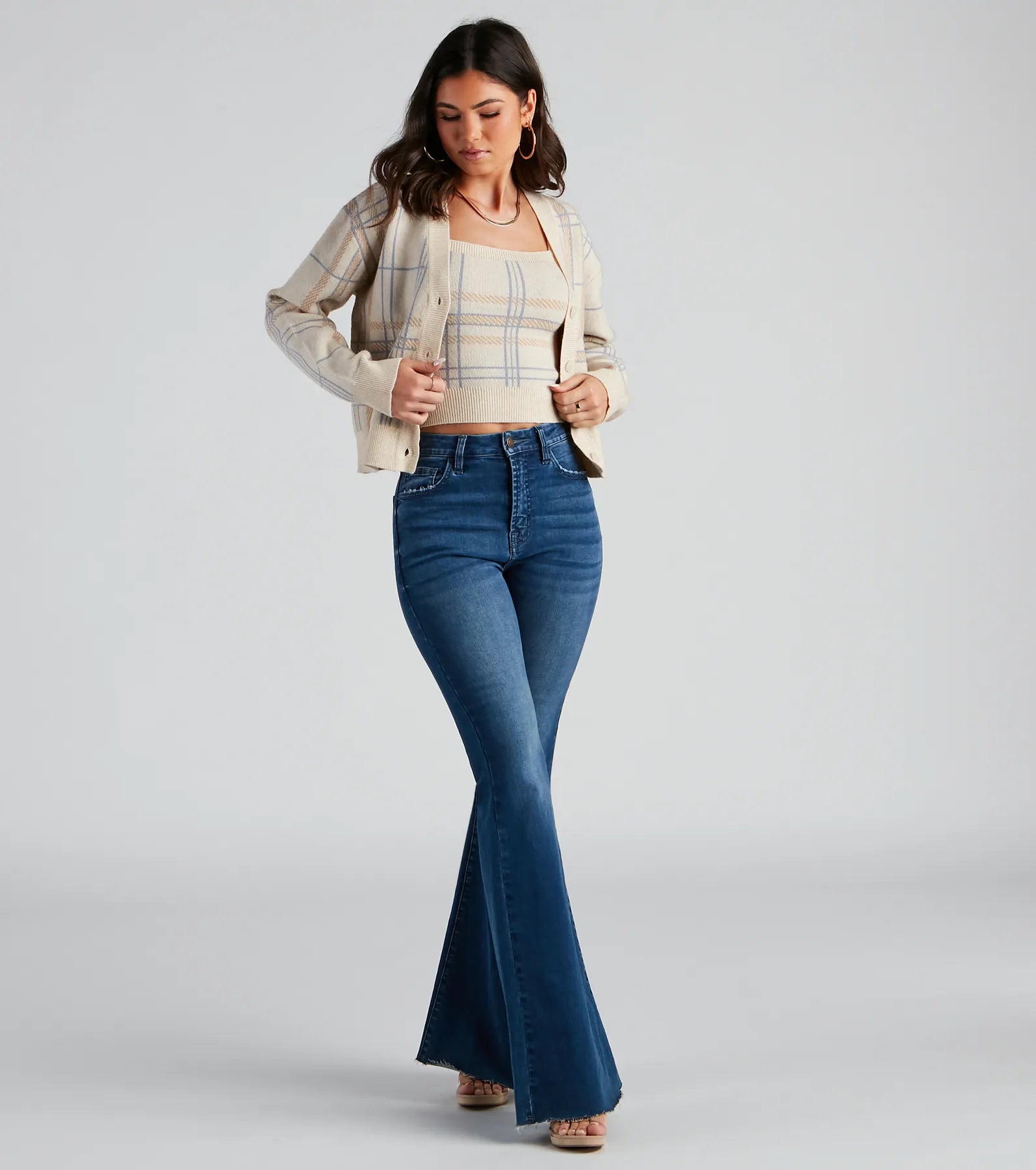 Casually Preppy Plaid Cardigan - Image 3