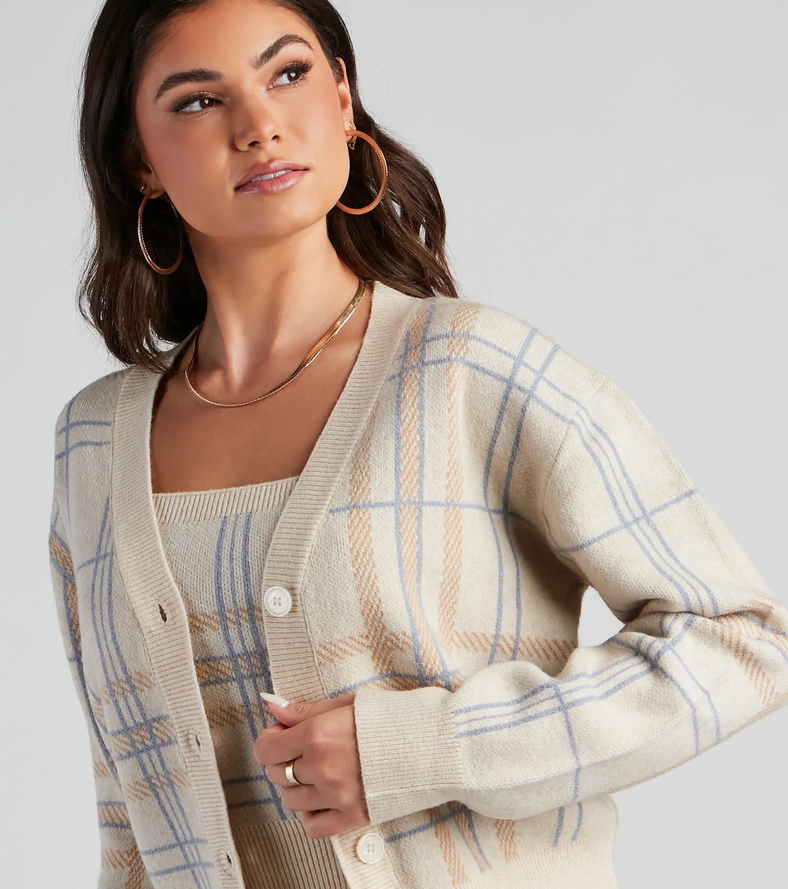 Casually Preppy Plaid Cardigan - Image 4