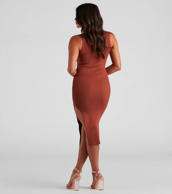 Stylish Silhouette Midi Sweater Dress - Image 2