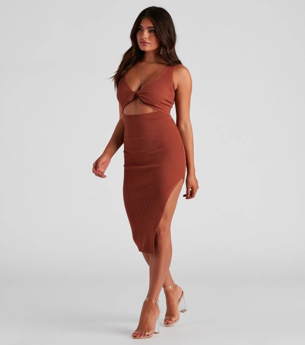 Stylish Silhouette Midi Sweater Dress - Image 3
