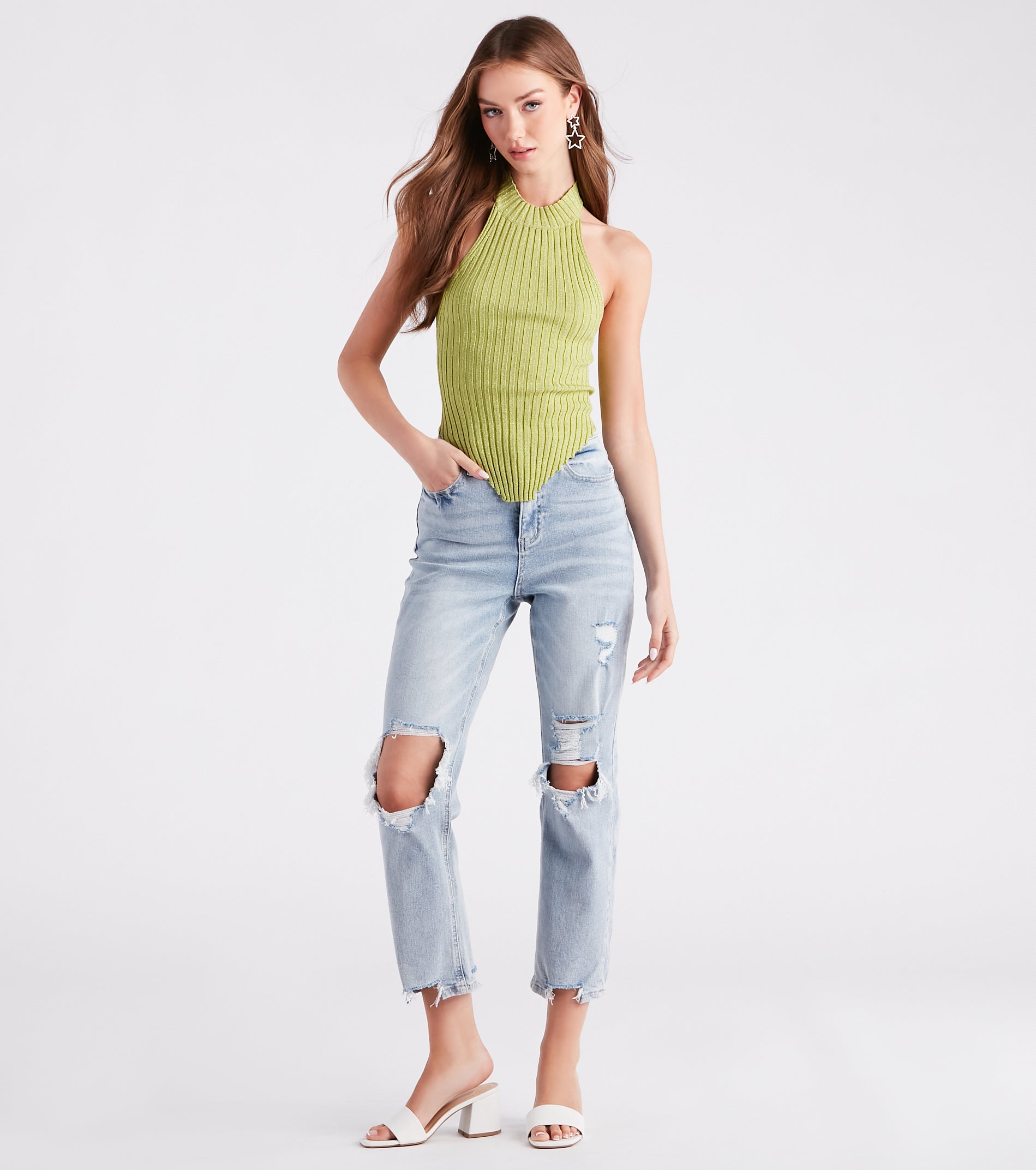 Summer Glow Asymmetric Halter Top - Image 3