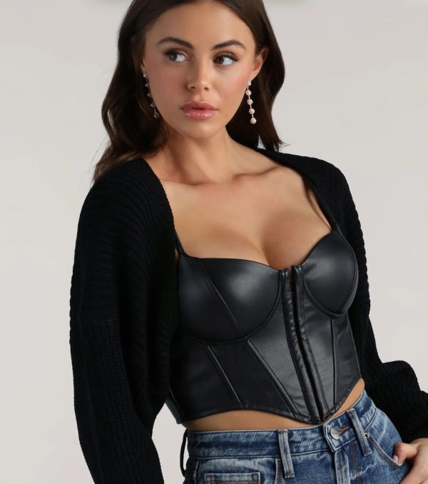 Sweet And Cozy Oversized Knit Sweater Bolero - Image 3