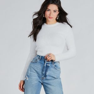 Cozy Charm Eyelash Knit Cropped Sweater