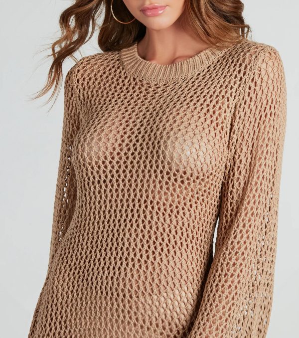 Take Me Away Crochet Tunic Sweater - Image 4