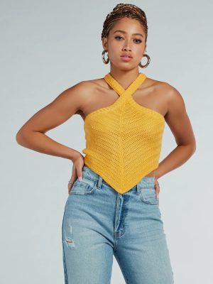 Cutest Style Halter Knit Crop Top