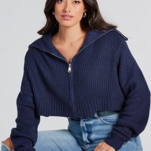Casually Classic Collared Zip-Front Sweater