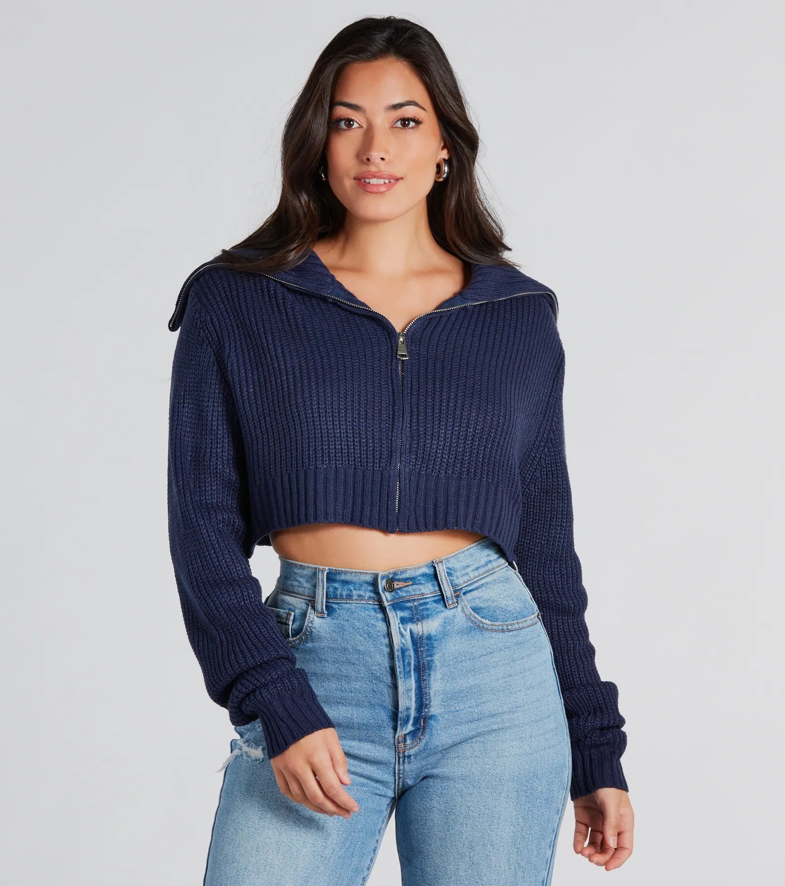 Casually Classic Collared Zip-Front Sweater - Image 3