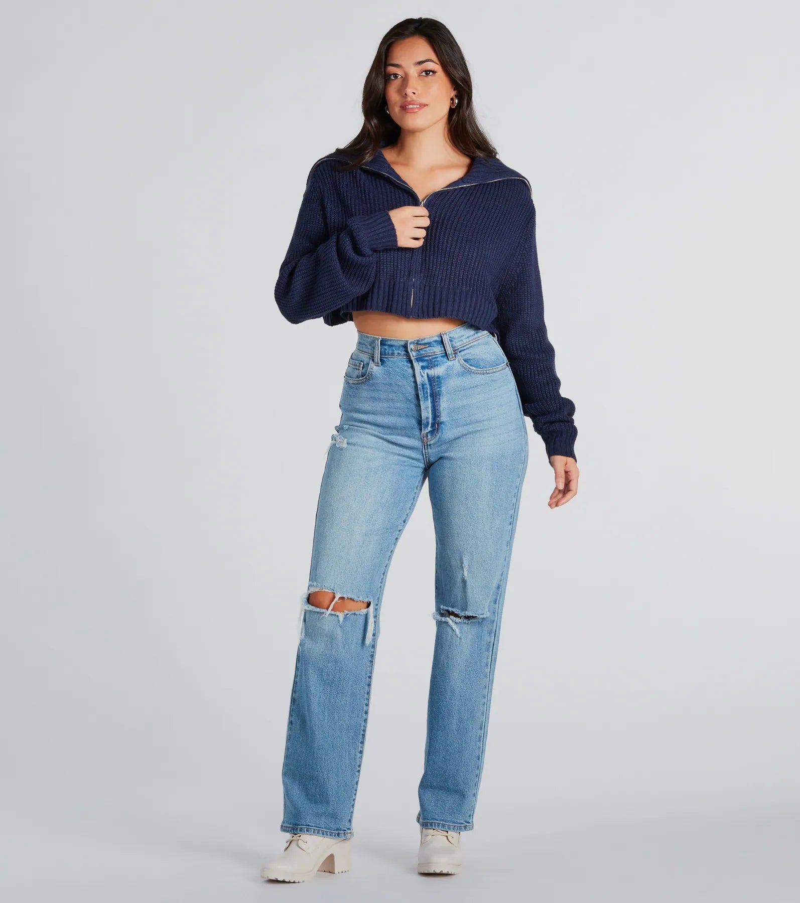 Casually Classic Collared Zip-Front Sweater - Image 4