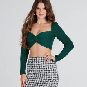 Looking Cute Twist-Front Cropped Sweater