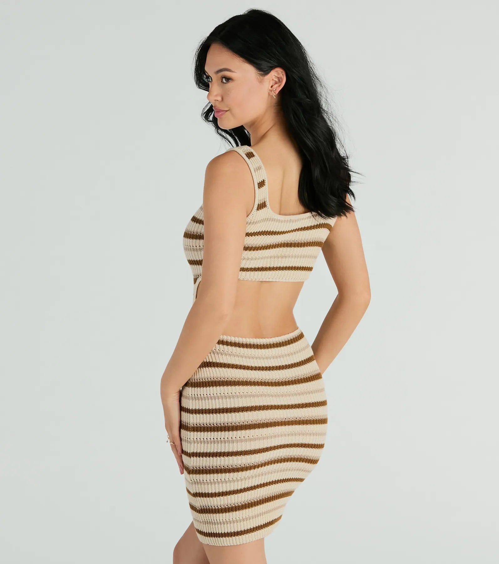 Perfect Match Sleeveless Striped Ribbed Knit Mini Dress - Image 2