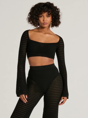 Boho Cutie Bell Sleeve Crochet Crop Top