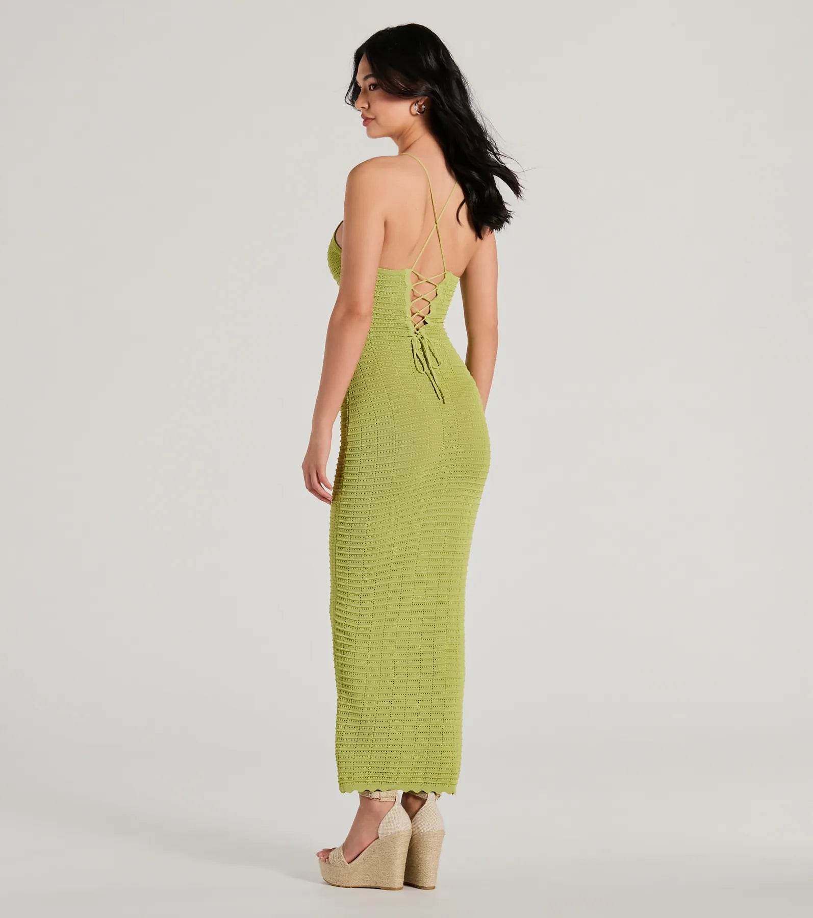 Feeling Myself High Neck Lace-Up Knit Maxi Dress - Image 2