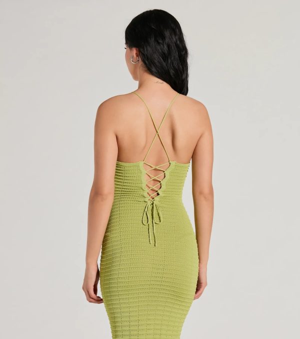 Feeling Myself High Neck Lace-Up Knit Maxi Dress - Image 4