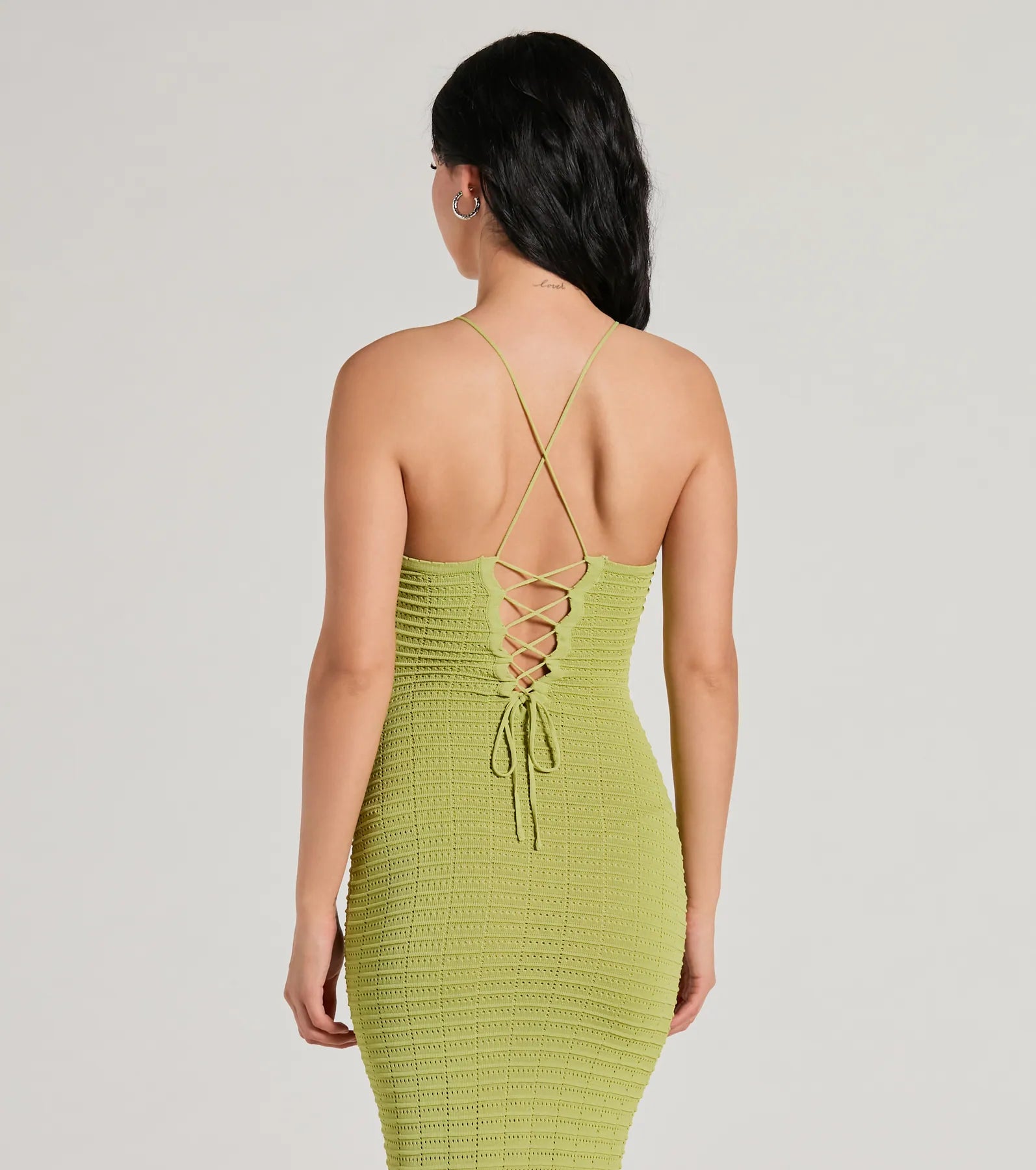 Feeling Myself High Neck Lace-Up Knit Maxi Dress - Image 4