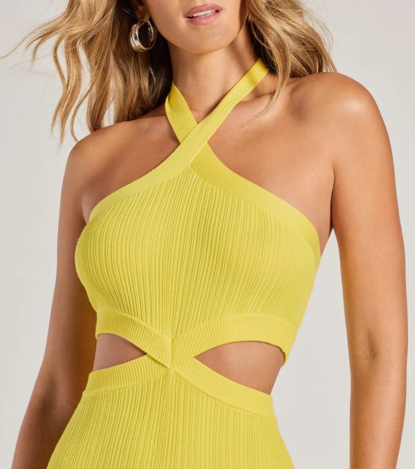 Stylish Reputation Halter Cutout Ribbed Knit Midi Dress - Image 3