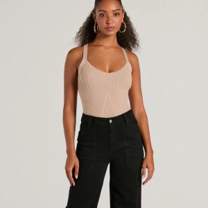 Up A Notch Sleeveless V-Neck Knit Bodysuit