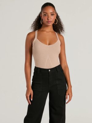 Up A Notch Sleeveless V-Neck Knit Bodysuit