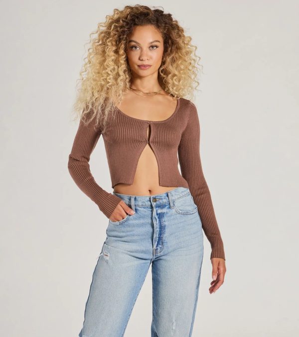 Toasty Babe Long Sleeve Rib Knit Crop Top - Image 5
