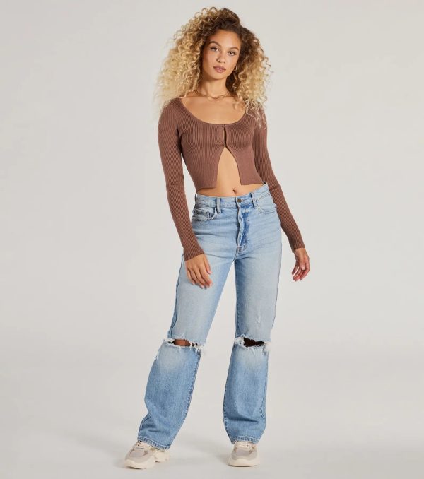 Toasty Babe Long Sleeve Rib Knit Crop Top - Image 7