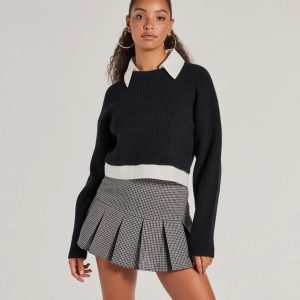 Preppy Aesthetic Collared Crew Neck Sweater