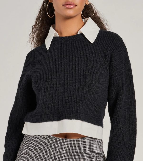 Preppy Aesthetic Collared Crew Neck Sweater - Image 4