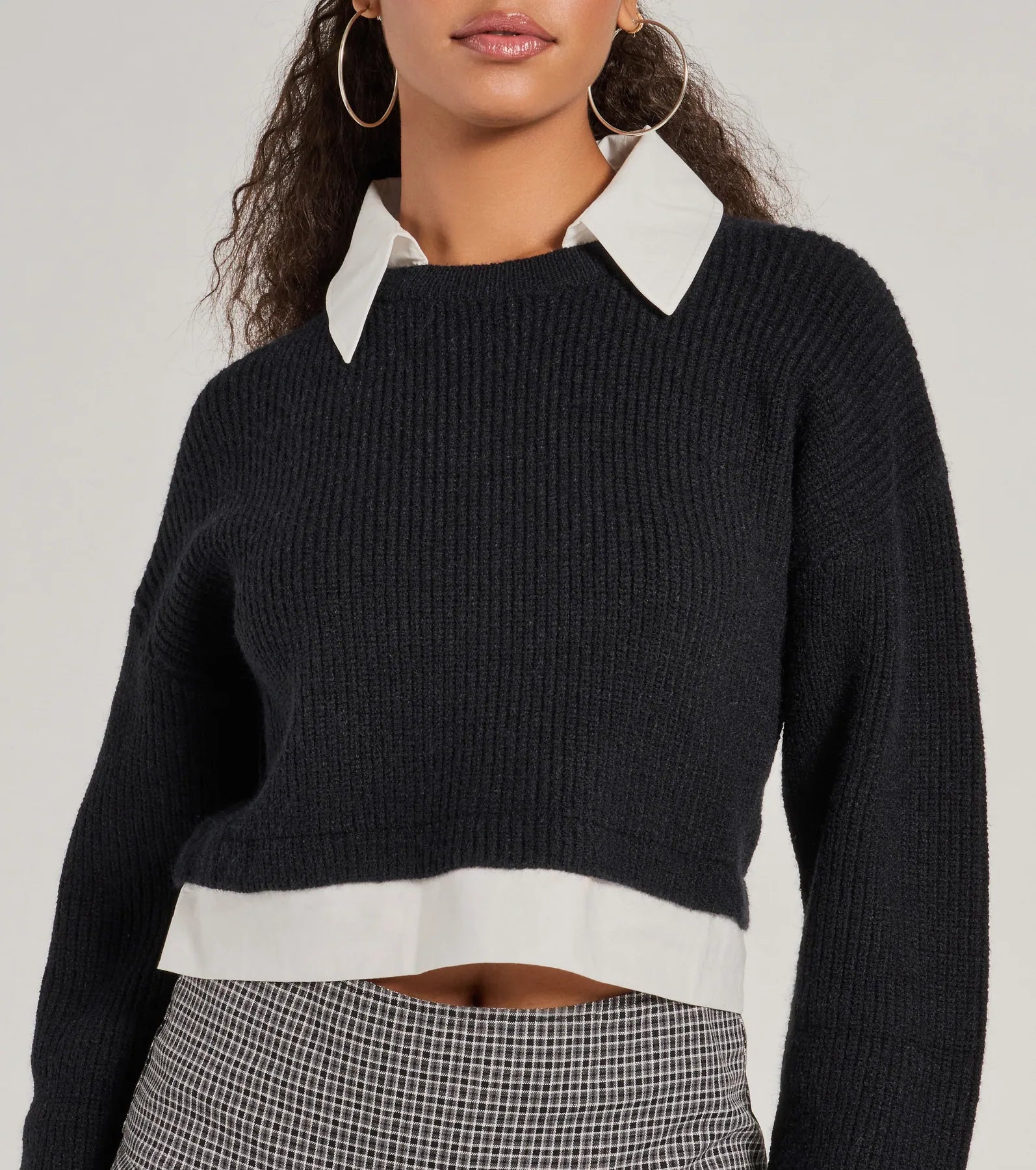 Preppy Aesthetic Collared Crew Neck Sweater - Image 4