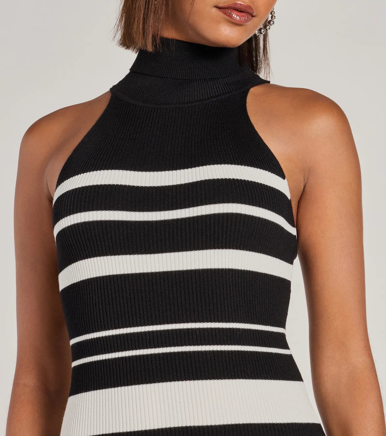 Easy Bliss Turtleneck Striped Mini Dress - Image 4
