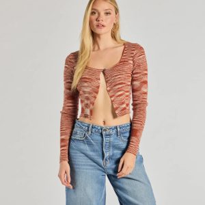 Sassy Knits Long Sleeve Button Crop Top