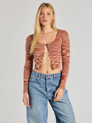Sassy Knits Long Sleeve Button Crop Top