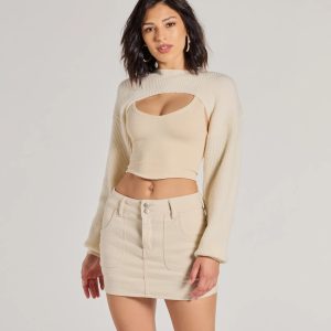 Cozy Babe Long Sleeve Sweater Knit Topper