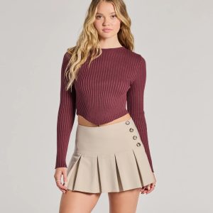 Casual Admiration Long Sleeve Rib Knit Crop Top