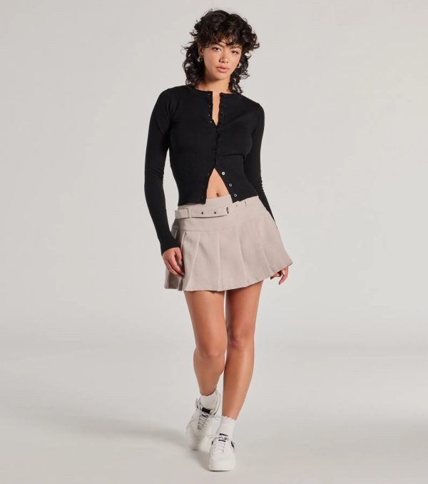 Chic Staple Crew Neck Cropped Knit Cardigan - Image 8