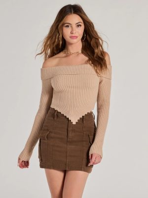 Trendy Textures Ribbed Knit Off-The-Shoulder Top