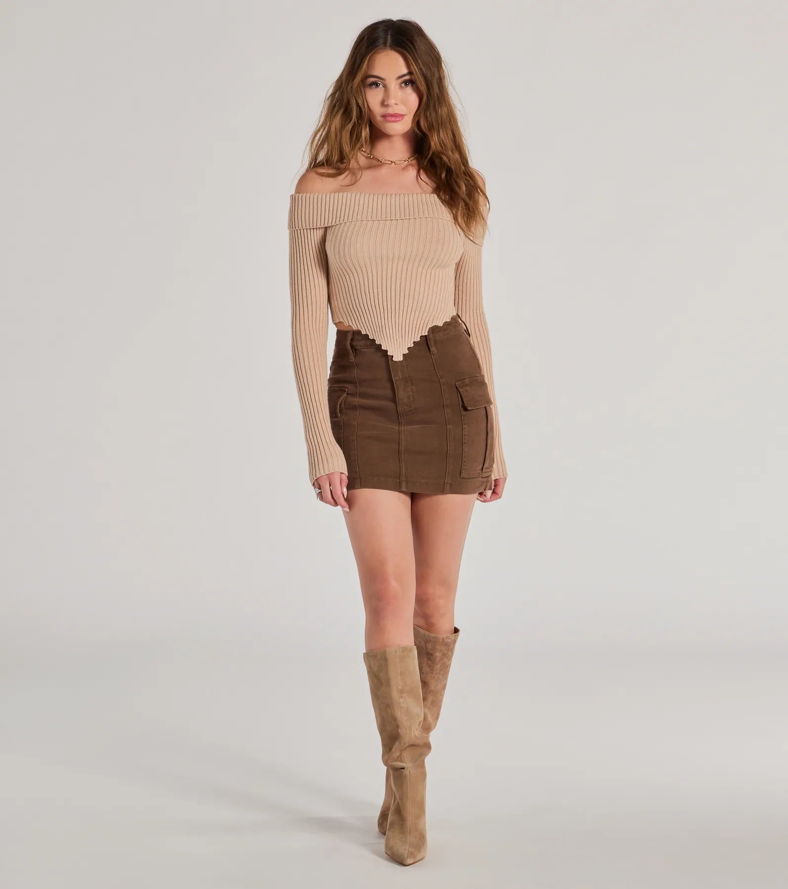 Trendy Textures Ribbed Knit Off-The-Shoulder Top - Image 3