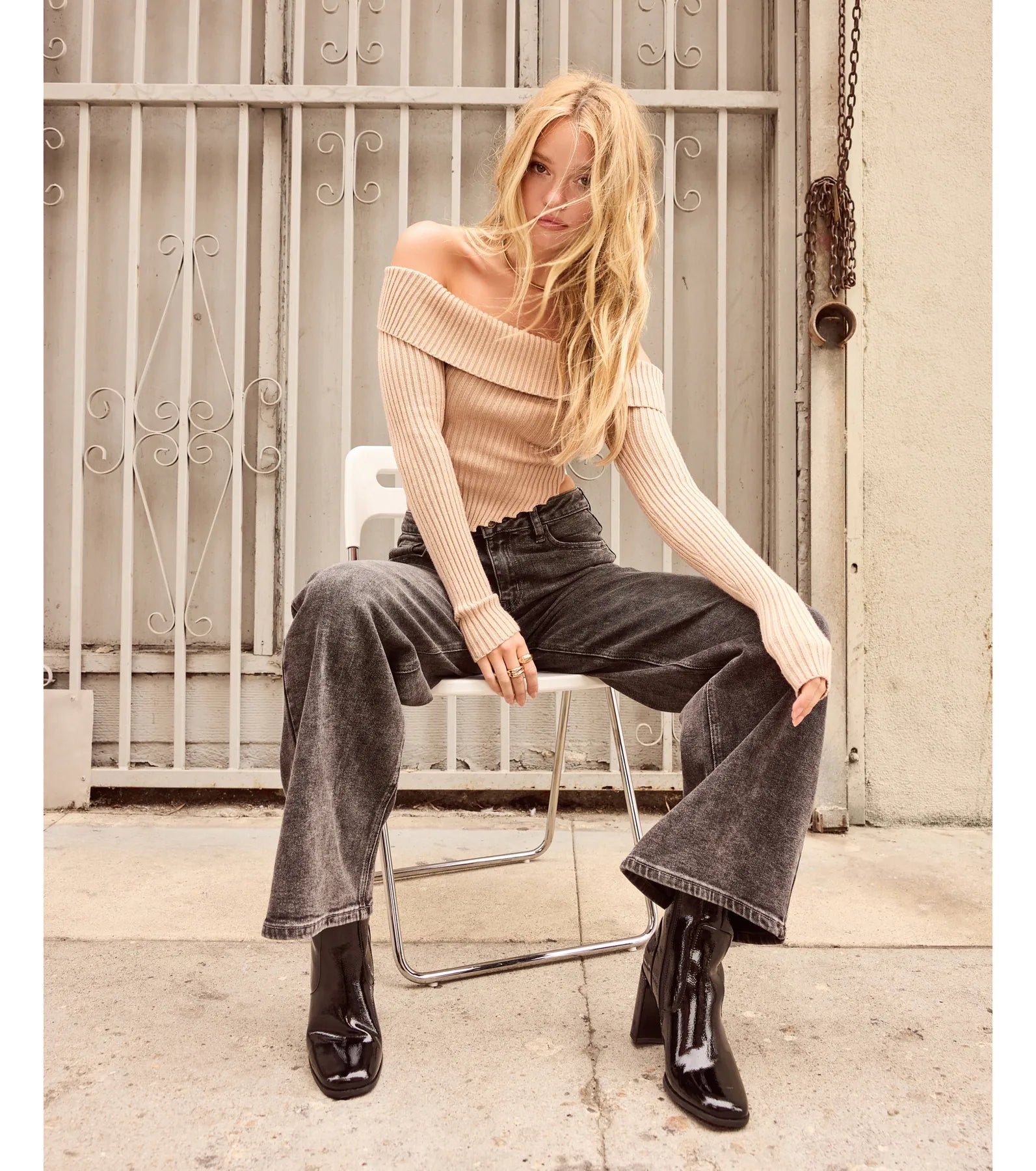 Trendy Textures Ribbed Knit Off-The-Shoulder Top - Image 5