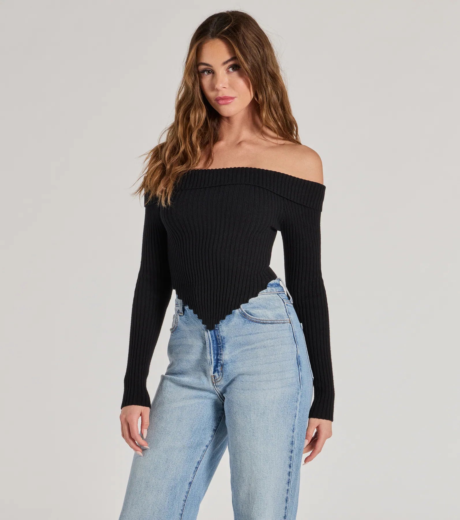 Trendy Textures Ribbed Knit Off-The-Shoulder Top - Image 8