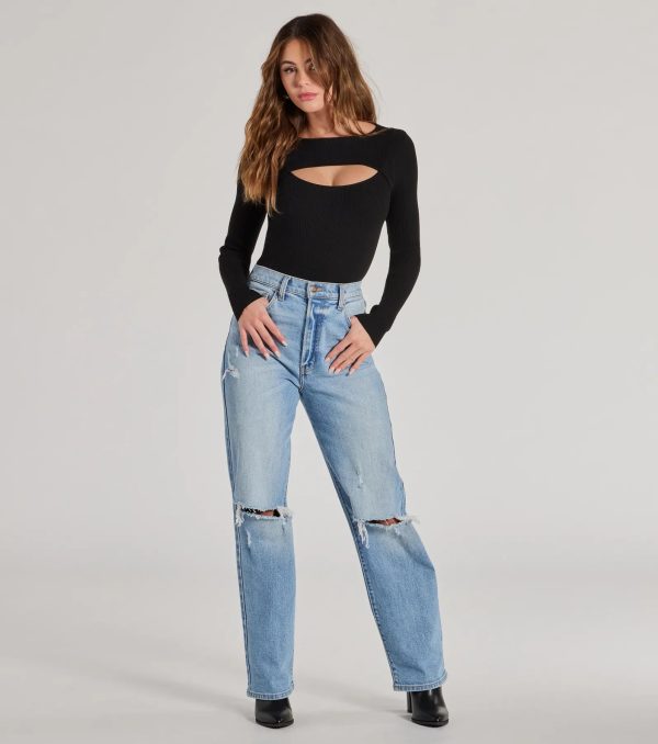 Casual Vibes Ribbed Knit Cutout Bodysuit - Image 3
