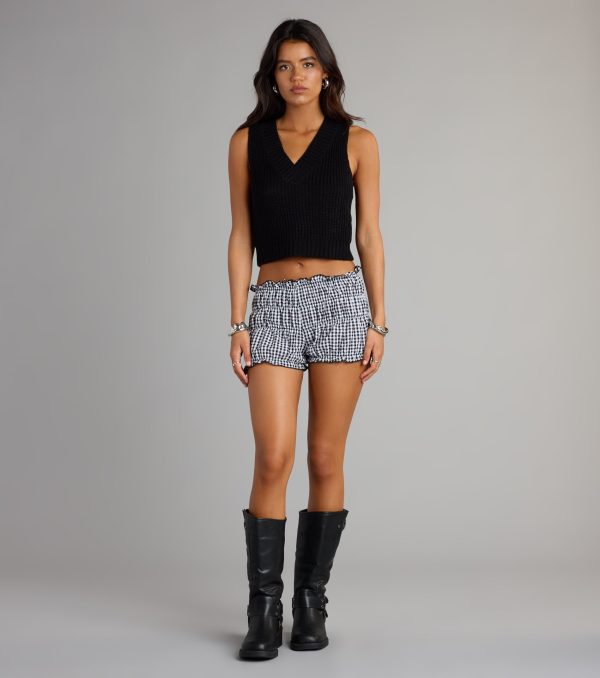 Preppy Babe V-Neck Cropped Sweater Vest - Image 3