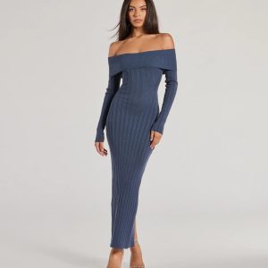 Chic Choice Knit Off-The-Shoulder Maxi Dress