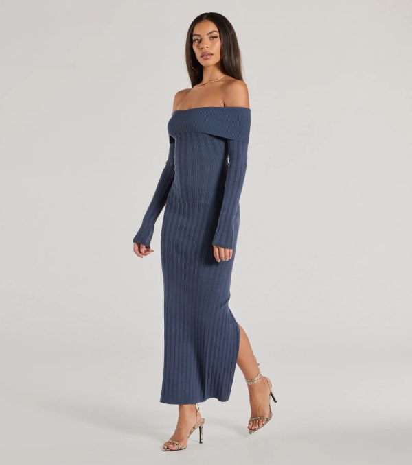 Chic Choice Knit Off-The-Shoulder Maxi Dress - Image 4