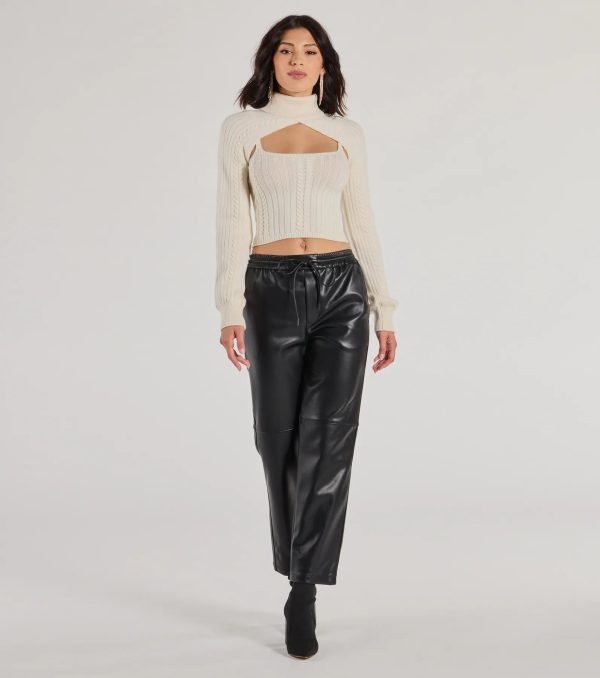 Cozy Casual Cable Knit Turtleneck Sweater Topper - Image 3