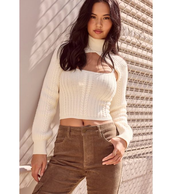 Cozy Casual Cable Knit Turtleneck Sweater Topper - Image 5