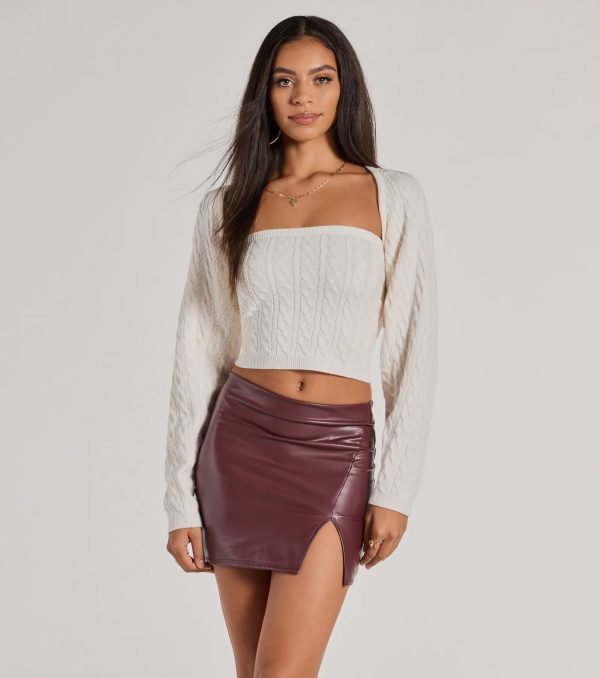 Cozy Glam Cable Knit Long Sleeve Bolero - Image 2