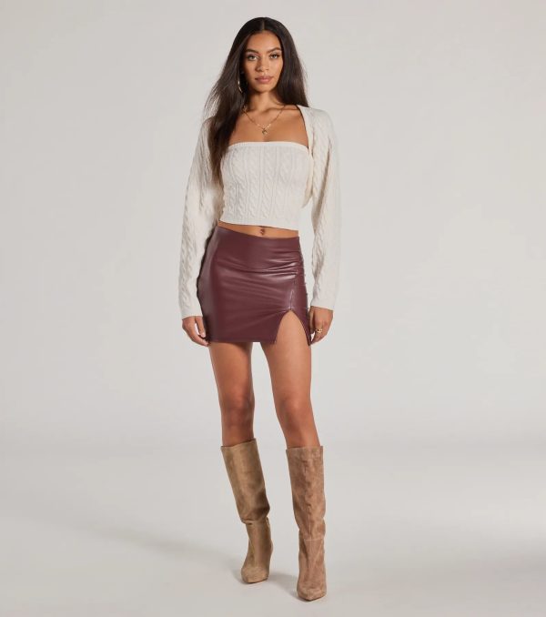 Cozy Glam Cable Knit Long Sleeve Bolero - Image 4