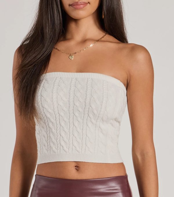 Cozy Glam Cable Knit Tube Top - Image 4