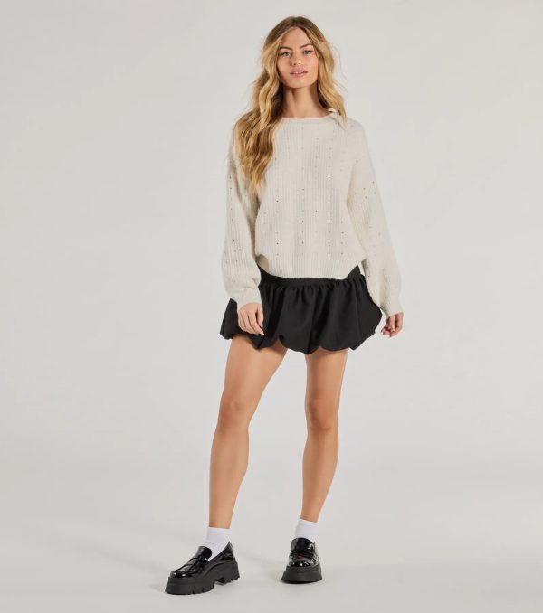 Cozy Sparkle Rhinestone Ribbed Knit Sweater - Image 3