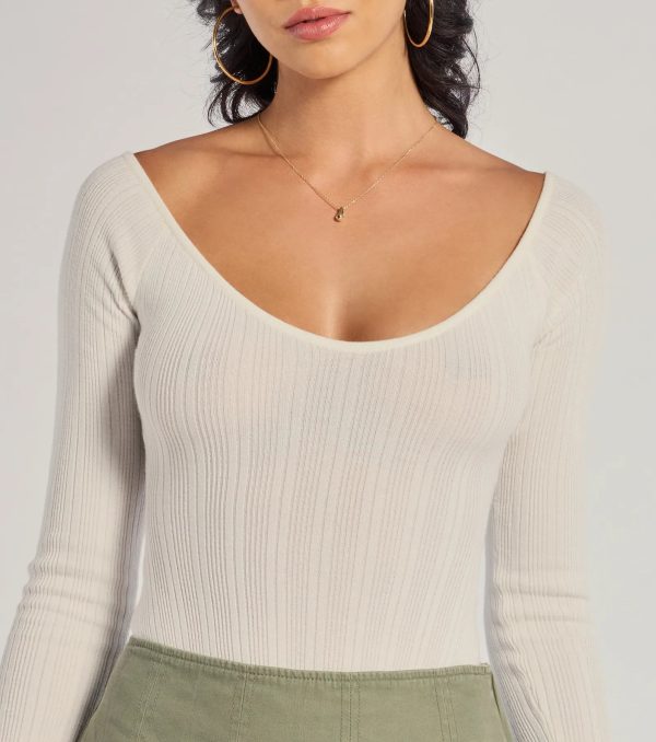 Elevated Essential Ribbed Knit Long Sleeve Bodysuit - Image 5