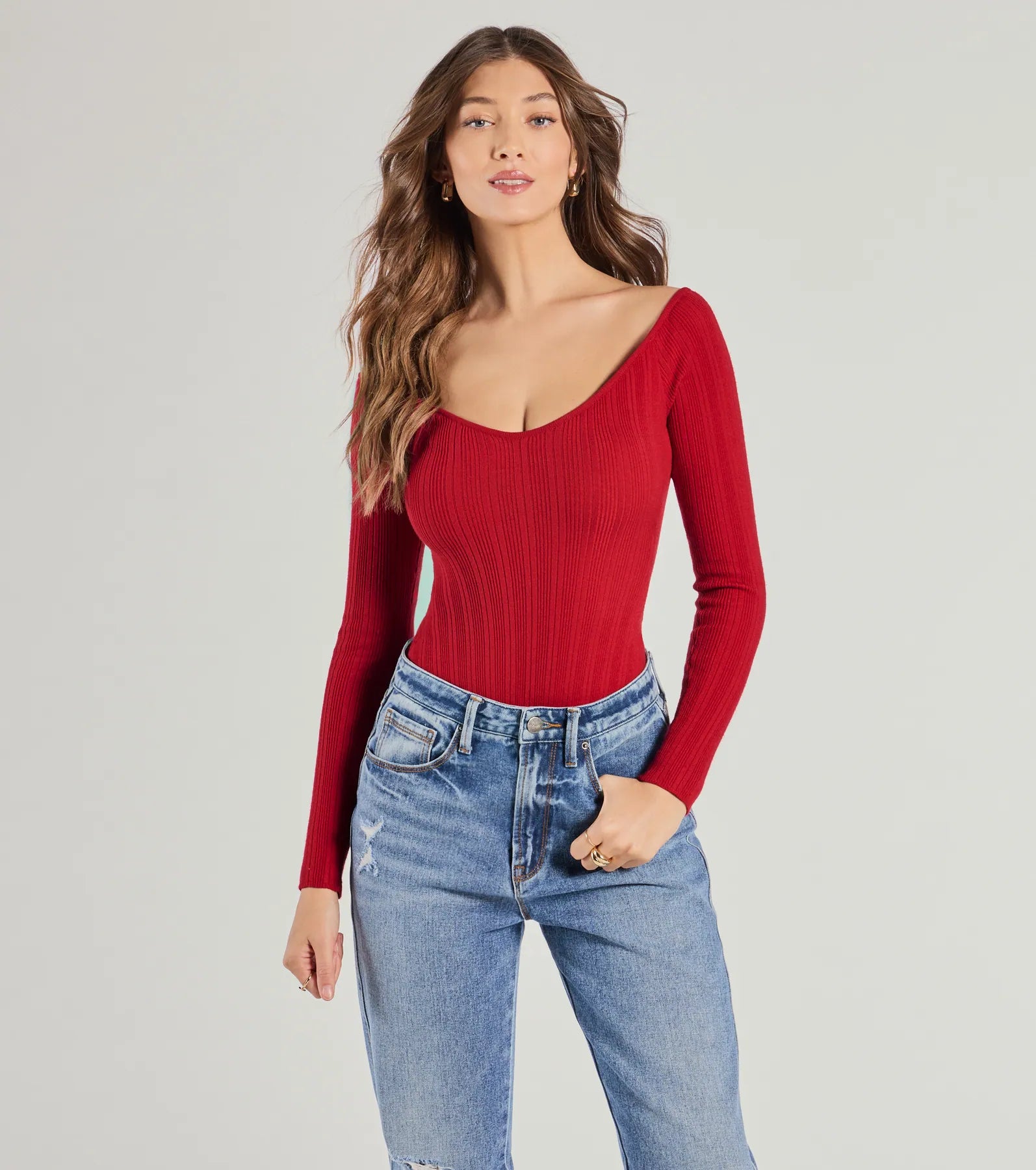 Elevated Essential Ribbed Knit Long Sleeve Bodysuit - Image 12