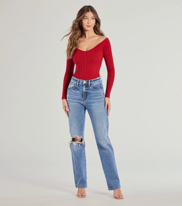 Elevated Essential Ribbed Knit Long Sleeve Bodysuit - Image 15